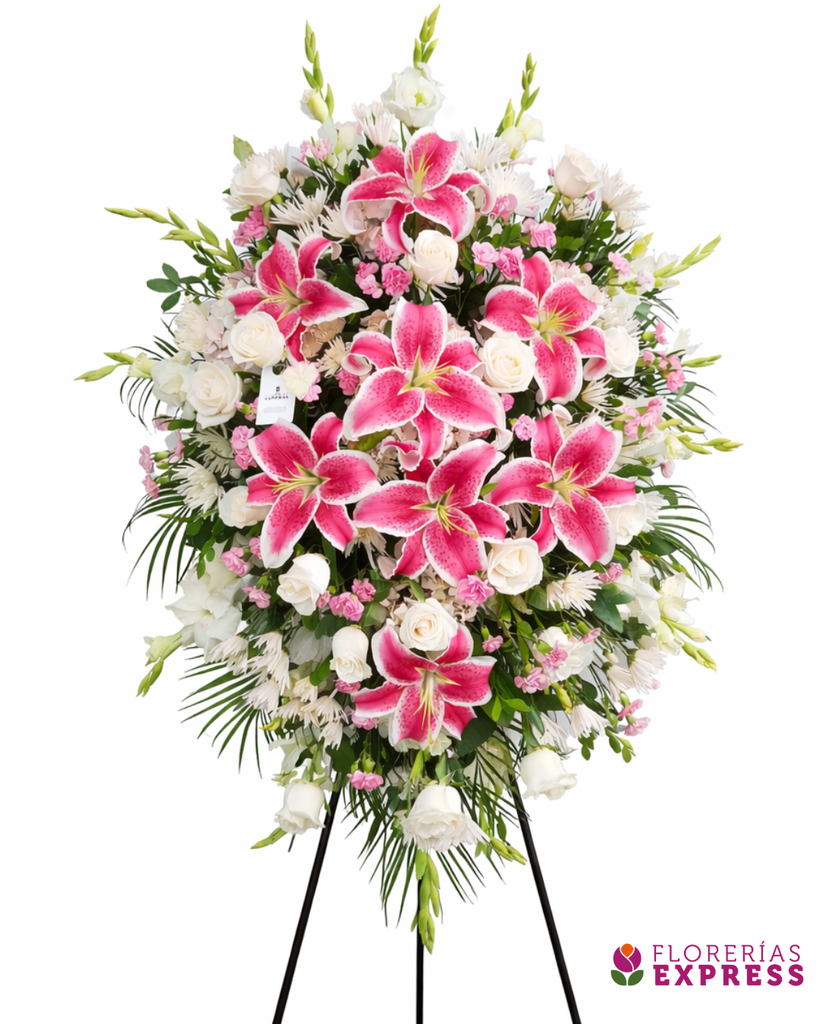 Corona de lirios rosados - 2.00 mt.