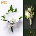I - Pack 1: Corsage de orquídea pecho + Boutonier de minirosas pecho